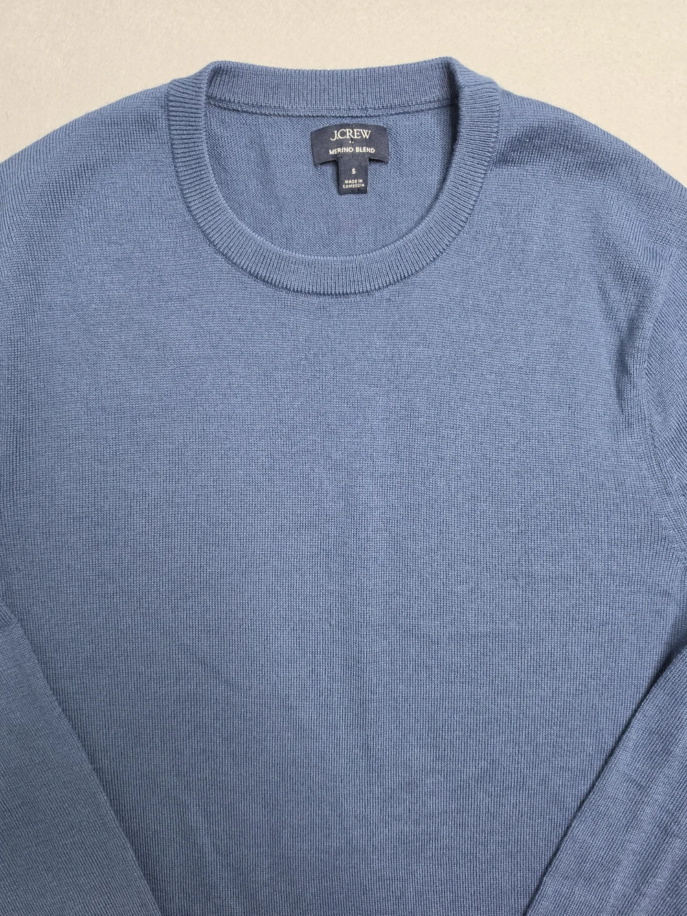 J.Crew Men's Merino Blend Crewneck Merino Blend Wool Sweater in Dusty Blue Small